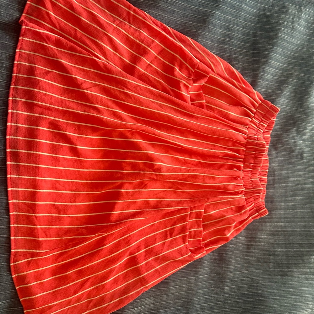 Casual‎ coral Striped Elastic-Waist Women's Skirt size Small